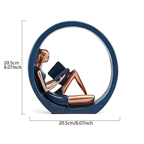 EKDJKK Resin Figurine Reading a Book Yoga Girl Bookshelf Bookcase Aesthetic Decoration Sculpture Accent Piece, Art Sculptures Modern Accents Figurine for Library Office Steel Statue Gifts