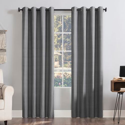 Sun Zero Columbia 2-Pack Thermal Energy Saving 100% Blackout Grommet Curtain Panel Pair, 50" x 84", Gray - color: Grey, size: 50"W x 84"L (Pack of 2)