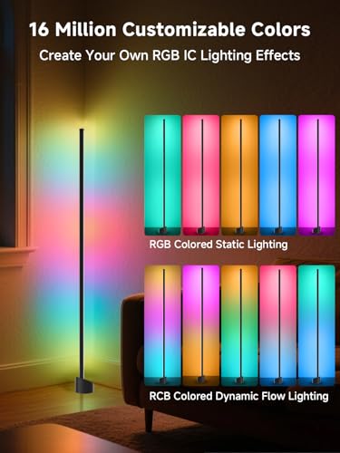 Tyute Standing Floor Lamp, RGB LED Lamp with Music Sync, Smart App and Remote Control Ambience Light with Music Sync, LED Lamp with 16 Million Colors for Bedroom, Living Room Gaming Room