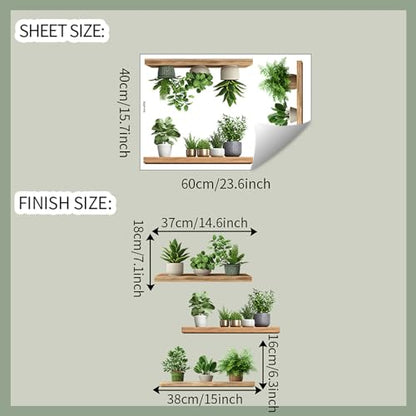 Green Plant Wall Decals 3D Bonsai Tropical Betterfly Wall Sticker Creative Vinyl Peel and Stick Removable Wall Art Decor for Living Room Bedroom Home Office (Green Plant 6) - style: Green Plant 6