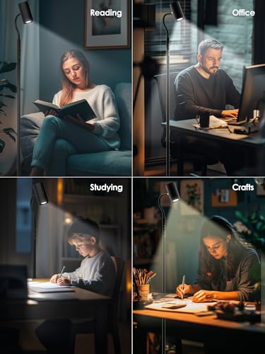 17W LED Reading Floor Lamp with Remote, 67" Dimmable Standing Lamp | Dual-Side Reading Light & Mood Light, 4 Color Temps 7 Brightness, Touch & Remote Control, Adjustable Gooseneck, Task lamp - style: 2-in-1 Lamp (H2)
