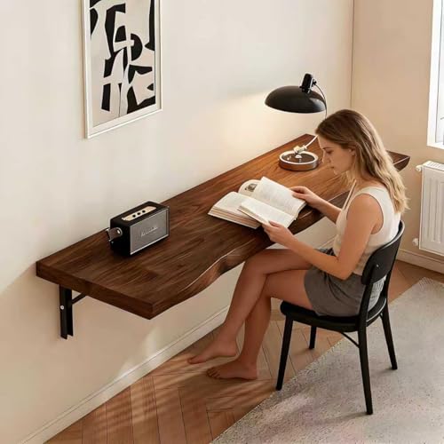 Wall Mounted Folding Table Desk，Multifunctional Solid Wood Folding Floating Wall Desk Fold Down Shelf, for Small Space Kitchen & Dining Room Computer(Plate Thickness 1.18, W55.1” X D17.7”) - color: Plate Thickness 1.18, size: W55.1” X D17.7”