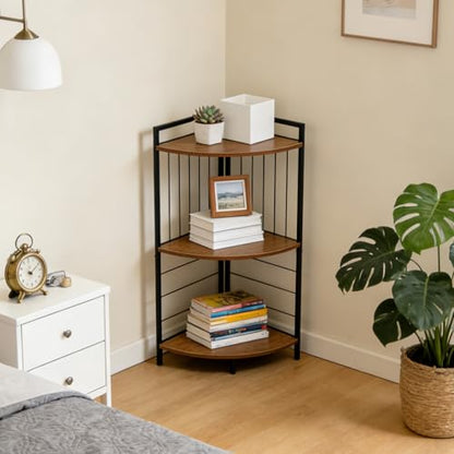 Corner Shelf Stand 27.9" H, 3 Tier Corner Display Shelving Unit with Sturdy Metal Frame Multipurpose Corner Bookshelf for Small Spaces Bathroom, Kitchen, Bedroom, Living Room