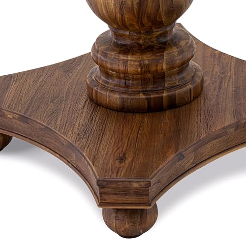 F52-0N-TP - Kitchen Table with Acacia Wood Round Tabletop, Antique Walnut Finish - color: Antique Walnut, size: 54x54 Inch