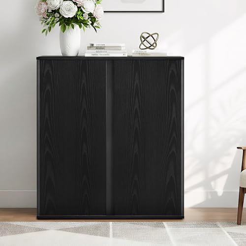 KISLOT 31.5" Sideboard Buffet Cabinet with Storage Modular Accent Display Kitchen Storage Cabinet Wood Coffee Bar Console for Living Room, Hallway, Kitchen, Dining Room,Black - color: Black, size: 1 PC(31.5 IN)