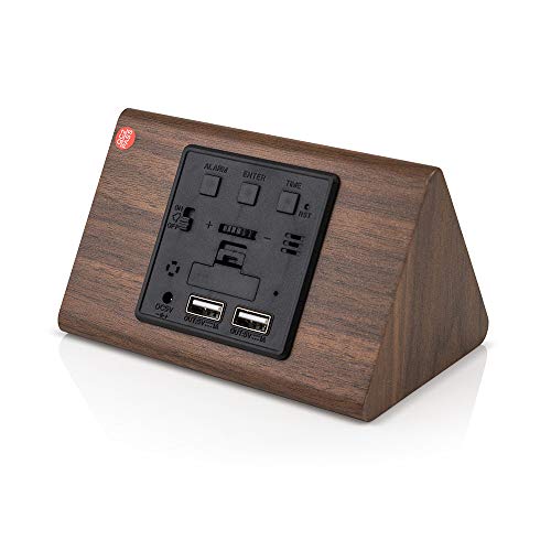 Digital Alarm Clock Wooden Alarm Clock Wood Modern Triangle Alarm Digital Desk Clock, Displays Time Date Temperature Calendar Wood Made Electric Clocks for Bedroom, Bedside - Brown - color: Brown