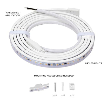 Maxxima 84 in. Hardwired LED Under Cabinet Strip Light, 3200 Lumens, 3000K | Warm White, Kitchen and Living Room 120V White Cove Lighting, No Power Supply Needed - size: 84 Inch
