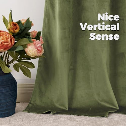 BGment Sage Green Velvet Blackout Curtains 72 Inches Long for Bedroom, 52 x 72 Inch Velvet Curtains Super Soft Thermal Insulated Privacy Room Darkening Drapes with Back Tab and Rod Pocket, 2 Panels - color: Sage Green, size: 52"W x 72"L (Pack of 2)