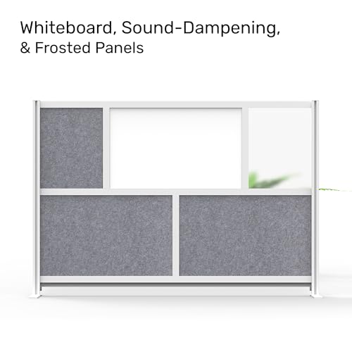 Workflow Modular Wall | Room Divider with Whiteboard, Sound Dampening, & Frosted Acrylic Panels | Expandable Office Partition for Privacy & Stability (70" x 48") - size: 70" x 48"