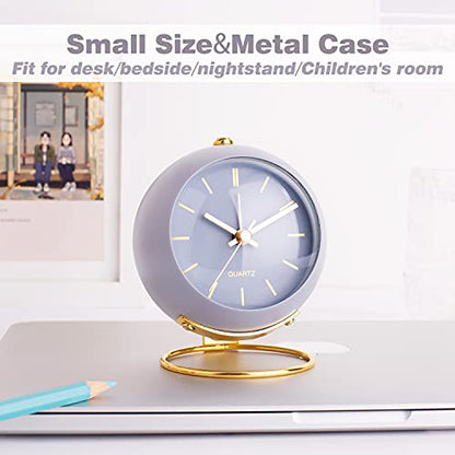 AYRELY® Battery Operated Analog Desk Alarm Clock with Light, Table Clock | Retro Aesthetic Clock with Silent Non-Ticking Movement for Bedside, Bedroom, Kitchen, Office, Travel & Kids' Room (Blue) - color: Blue