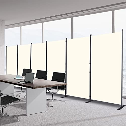 Room Divider 6 Panel-204''Wide,6FT Room Dividers and Folding Privacy Screen | Privacy Protection & No Gaps, Large Fabric Panel for Room Partition,Freestanding Wall Divider Screen for Apartment Separation - color: Beige, size: 6 Panel-204''W