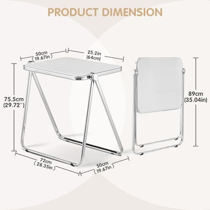 Acrylic Folding Table TV Tray Small Side Table - White | Modern Dinner Table for Eating on Couch Folding Table Foldable Computer Desks Space-Saving with Chrome Frame - color: White