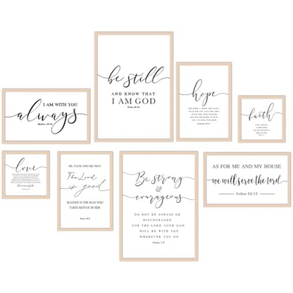 Faccito 8 Set Bible Christian Wall Art Framed, Wooden Decor | Religious Quotes Decor for Bedroom Office, Inspirational Scripture Wooden Art, Modern Framed Set for Home Classroom Work - style: Bible
