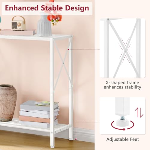 Narrow Console Table, 2 Tier Small Foyer Table Entryway White - color: White, size: 28.3" L