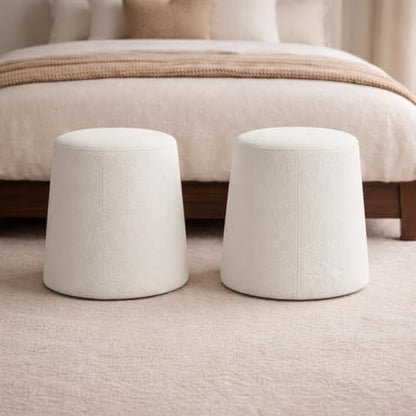 HomePop 17" Organic Shape Ottoman - Cream Boucle - color: Cream Boucle