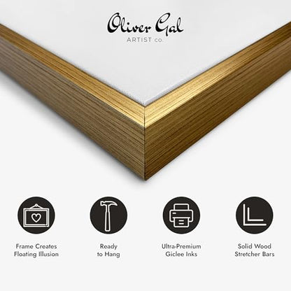 Oliver Gal Girl with Flower Thoughts Canvas Print Wall Art for Living Room, Bedroom, and Bathroom, 10" x 15", Gold Floater Frame - color: Gold Floater Frame, size: 15"L x 10"W