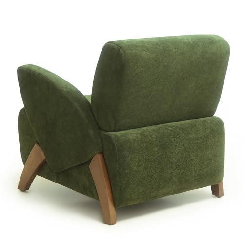 33" Velvet Fabric Modern Comfort Lazy Cloud Chair, Upholstered Deep Seat Single Sofa with Birch Legs, Fashion Lounge Chair with Slim Design for Living Room, Dark Green - color: Dark Green