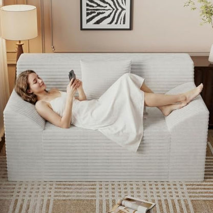 42" Boneless Oversized Chair with Side Pocket, Sofa Small Single Couch in a Box, Deep Seating Boneless Chair for Bedroom Living Room Office Apartment, No Assembly, White - color: White, size: 42'' Style 4