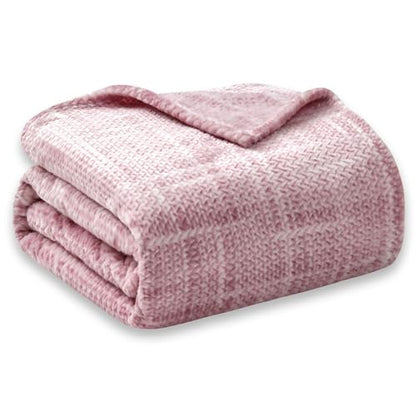 COOVA Fleece Bed Blanket Twin Size, Super Soft and Cozy 3D Jacquard Warm Blankets, Lightweight and Fuzzy Throw for Couch, Sofa, Chair, Giftable (Light Pink, 60"x80") - color: Graphite Light Pink, size: 60"x80"