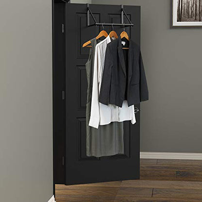 Simple Houseware Over The Door Clothes Hanging Rod, Black - color: Black