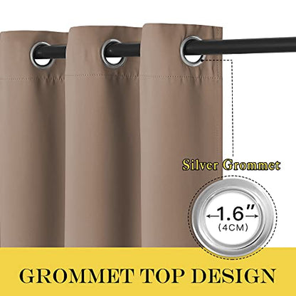 NICETOWN Kitchen Blackout Curtain and Drape - Triple Weave Energy Saving Thermal Insulated Solid Grommet Blackout Panel for Patio (Single Panel, 52 inches by 72 inches, Cappuccino) - color: Cappuccino, size: 52"W x 72"L (Pack of 1)