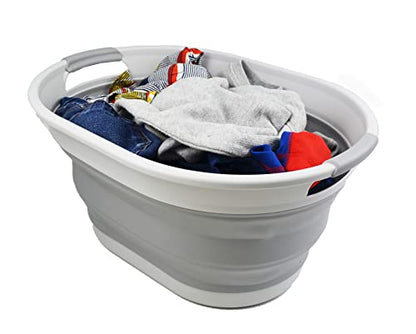 SAMMART Collpasible Laundry Basket (28L Collapsible Laundry Basket (Grey))