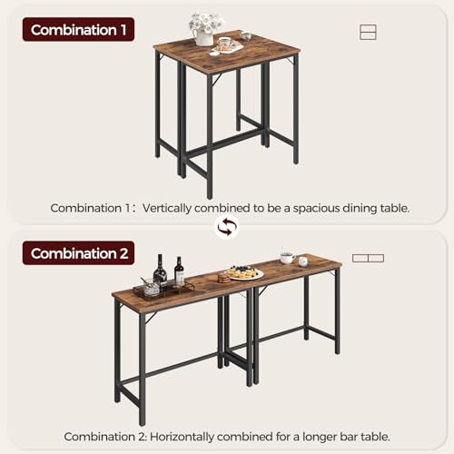 MAHANCRIS Narrow Bar Table, 63-Inch Pub Table for Dining Room, Counter Bar Tables with Sturdy Metal Frame, Connectable Bar Table, Multifunctional Console Table, Rustic Brown BTHR1601 - color: Rustic Brown