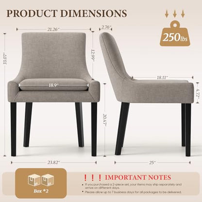 COLAMY Modern Dining Room Chairs Set of 4 with Mid Back and Wood Legs, Upholstered Kitchen Chairs for Dining Room/Living Room, Camel - color: Camel, size: Set of 4