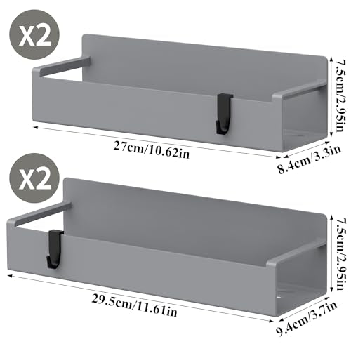 4 Pack Magnetic Spice Rack Organizer for Refrigerator and Oven, Dark Grey Fridge Organizers and Storage for Kitchen - color: Dark Grey, size: 4 Pack
