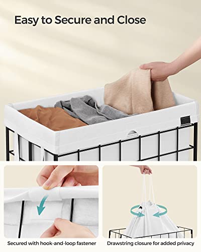 SONGMICS Laundry Hamper, Collapsible, 29 Gal. (110L) | Laundry Basket, Clothes Hamper, White and Black, STOUT Collection ULCB111W01 - color: Cream White, size: 110 L