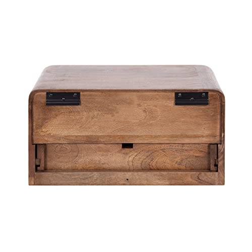 Kate and Laurel Kato Modern Wood Floating Side Table with Drawer, 18 x 10 x 9, Walnut Brown, Contemporary Wooden Floating Nightstand for Bedroom Bedside Table - color: Walnut Brown