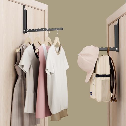 BAKON 2 Pack Heavy Duty Over the Door Hanger, Compact 10 Ridges Double Folding Over Door Hanger, Space Saving Over the Door Drying Rack for Laundry, Rustproof & Waterproof, (Black) - color: Black