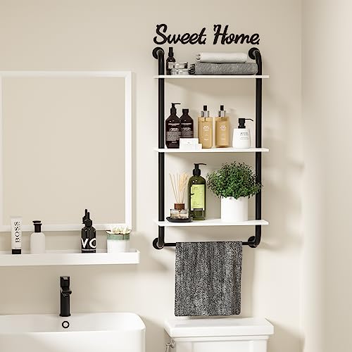 3 Tier Wall Shelves Over Toilet Rustic Industrial Floating Shelf - color: White, size: 3 tier