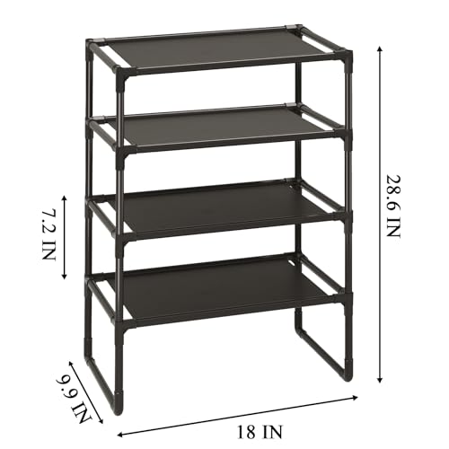 5-Tier Small Shoe Rack for Closet and Entryway, Narrow Shoe Shelf Organizer,Stackble Shoe Stand,Non-Woven Fabric Metal Free Standing Shoe Racks (White, 18" W x 9.9" D x 28.6" H) - color: White