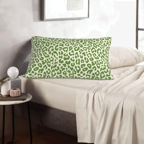 Lime Green Leopard Print Throw Pillow Covers Cheetah Animal Pattern Lumbar Pillow Cover 12x20 Inch Set of 2 Animal Leopard Green Spots Pillowcase Rectangle Cushion Cases for Bed Sofa - color: Green Beige, size: 20" x 12" (Pack of 2)