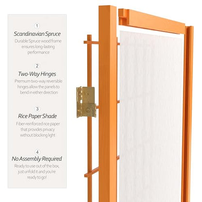 4 ft. Short Window Pane Shoji Screen - Honey - 5 Panels - color: Honey, size: 5 Panels