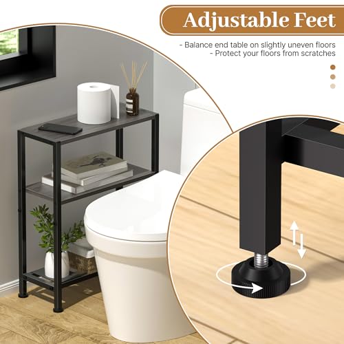 Narrow Side Table for Small Space, 2-Tier Small End Table with Shelf Holder, Slim Nightstand, Skinny Snack Couch Table in Living Room, Bedroom, Study, Kitchen and Balcony (Grey) - color: Grey