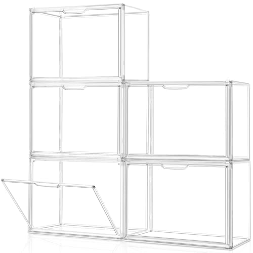 starogegc Clear Purse Organizer, Stackable Acrylic Display Case with Lid | 5PACK, Magnetic Doors, Purse Storage, Closet Organizers for Handbag Storage, Collectibles, Storage Boxes/Bins for Cloest - size: 5