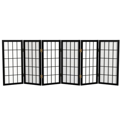 2 ft. Short Desktop Window Pane Shoji Screen - Black - 6 Panels - color: Black, size: 6 Panel
