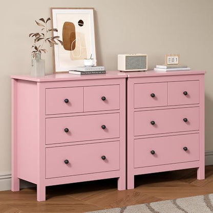RoyalCraft 3 Drawer Nightstand, Pink Night Stand with Storage Drawers, Wood Bedside Table for Bedroom, Modern End Table for Hallway - color: Pink