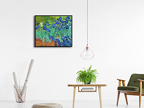 Wieco Art Black Framed Wall Art Irises by Van Gogh Famous Flowers Oil Paintings Reproduction Canvas Prints Modern Canvas Prints Artwork Pictures on Canvas Wall Art for Wall Decor - size: 24"L x 20"W