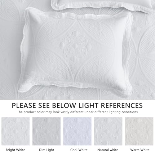DaisyHuang Bedspread - Full Size Bedding Cover - Modern & Contemporary Coverlet Set, Real Stitching, Reversible, Lightweight, 5 Piece, White - color: White, size: Full(96"x110")