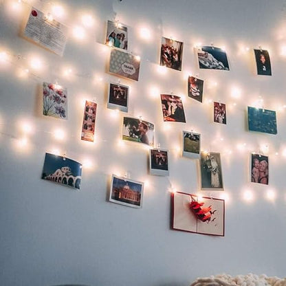 33Ft Photo Clip Fairy Lights with 50 Clips - LECLSTAR 100 LED String Lights for Hanging Pictures, USB Powered - Perfect Bedroom and Wedding Decor