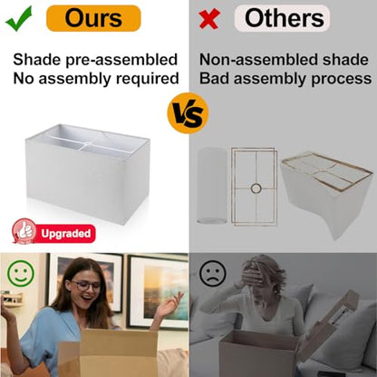 Lynnoland 21" Set of 2 Table lamp with USB A+C & AC Outlets, Touch Control 3-Way Dimmable Nightstand Lamps for Bedroom Living Room Office Reading, Gray Shade Touch Lamps, 5000K LED Bulbs Included - color: (2 Pack)Gray Linen & Brushed Nickel (Base)-5000K B