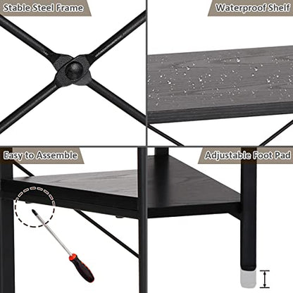 ZenStyle 2 Tier Small Bookshelf for Small Space, 2 Shelf Low Metal Bookcase Modern Industrial Shelving Unit for Bedroom, Living Room, Kitchen and Home Office, Black