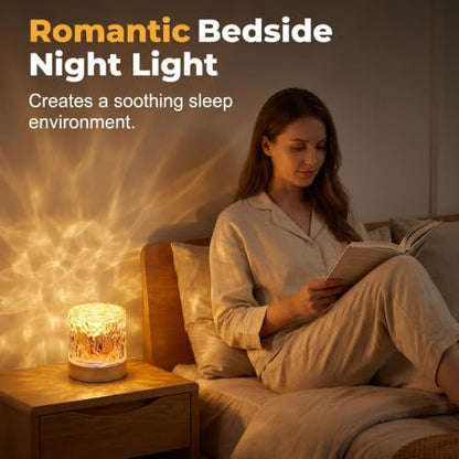 2026 New Ambient Light, Switch Between Warm Flame Effect or Calming Water Ripple Glow, 16-Color Remote Control, Rechargeable, Ideal for Bedroom & Bathroom Relaxation，16‑Color