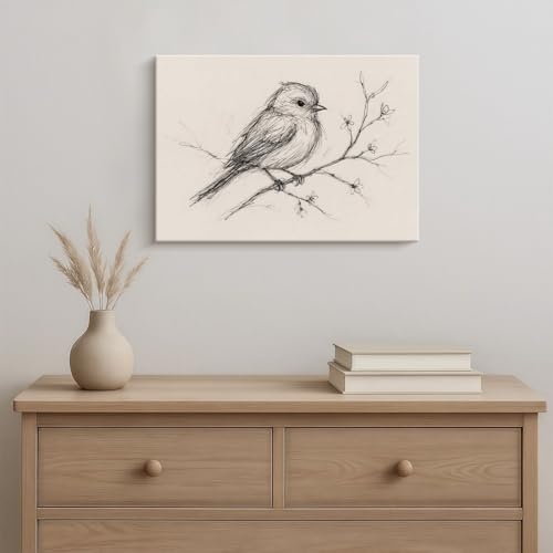 WALUPLL Vintage Bird Sketch Wall Art bird prints wall art Picture Modern Farmhouse Paintings Pictures Wall Decor for Living Room Bedroom 12x16 Inch - color: Vintage Bird, size: 16"L x 12"W