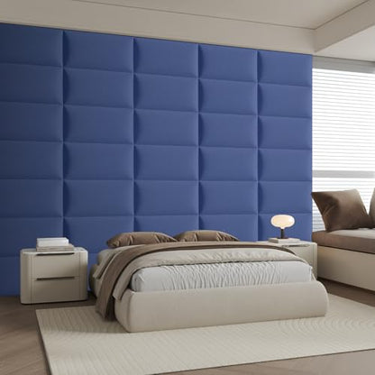 6-Piece Light Blue Linen Upholstered Headboard Twin Size, Wall Mounted Fabric Headboard, Serene Padded Panels for Coastal Bedroom - color: Linen - Light Blue