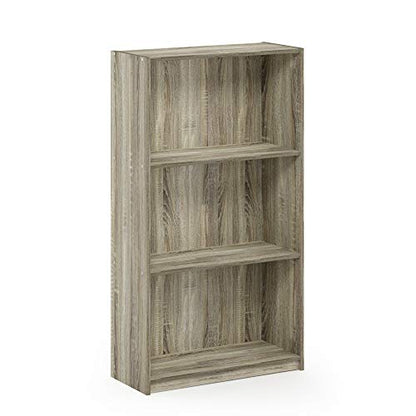 Furinno BASIC Book Shelf, 3-Tier Modern Bookshelf, Bookcase with Open Shelves, 9.3 x 21.8 x 39.5, for Living Room, Bedroom, Home Office, Sonoma Oak - color: Sonoma Oak, size: 3-Tier