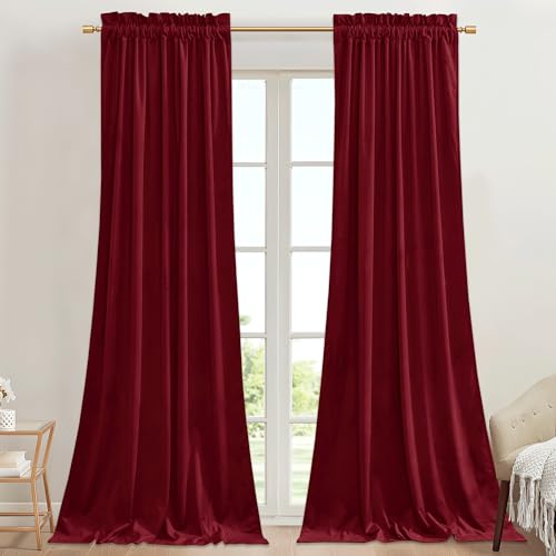 Red Curtains for Bedroom Soft Velvet Drapes, W42 x L90, 2 Panels | 300GSM Rich Velvet, Christmas Holiday Gifts, Thermal Insulated, Privacy Protect, Noise Reducing, Theater Backdrops, Hallway - color: *Autumn Series - Red, size: 42"W x 90"L (Pack of 2)